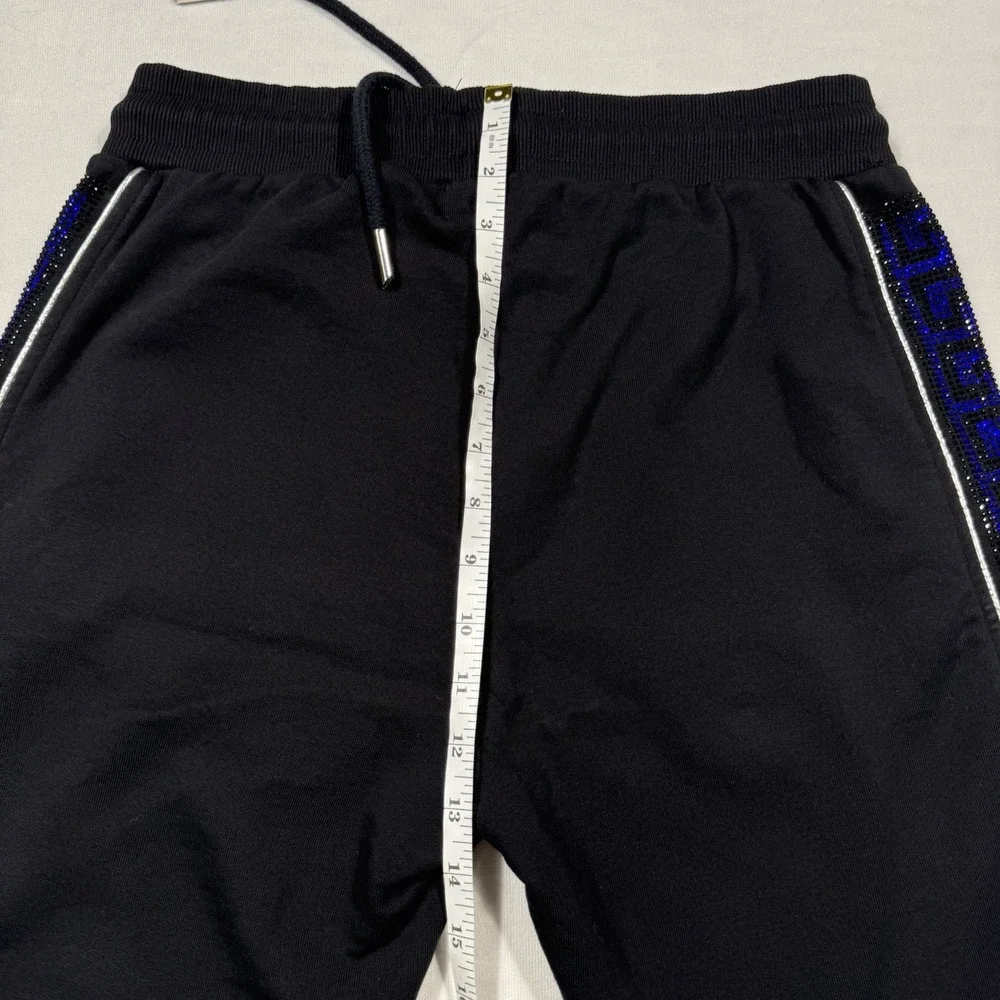 Avenue George V Paris Blue Rhinestone Studded‎ Sides Mens Medium Black Shorts